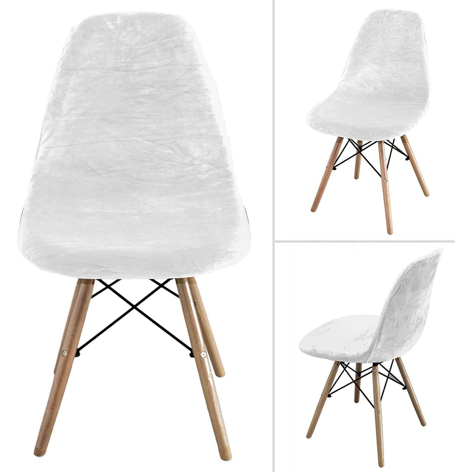 LOVEHOUGE Velvet Shell Chair Cover, Mid Century Modern Style Dining Chair Slipcover, Lounge Armless Chair Protector, for Home Kitchen Living Room Side Chairs,H,4pack