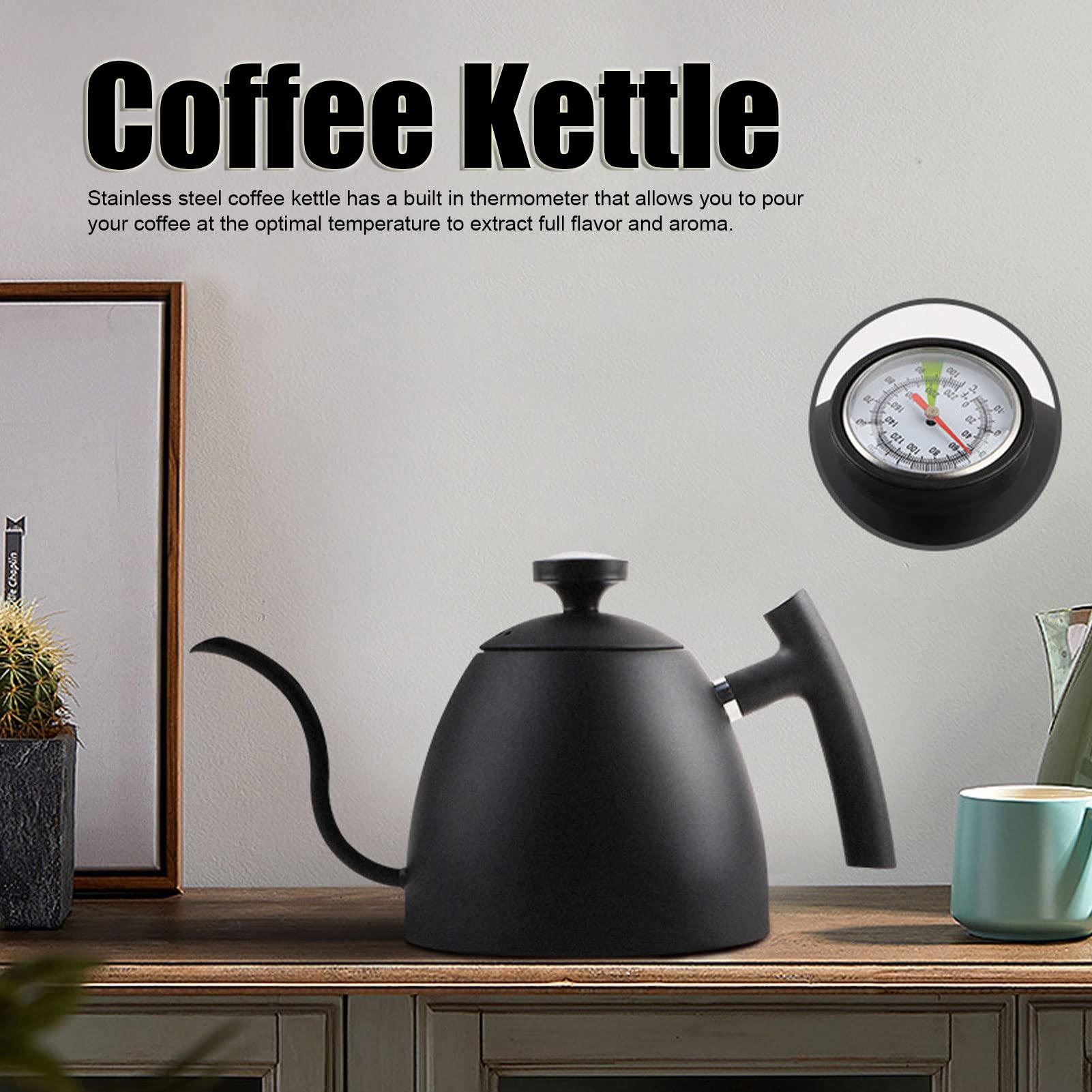 Xcello Xcello Black Gooseneck Coffee Kettle with Thermometer, 800ml Capacity, Stainless Steel, Suitable for Induction Cooktops