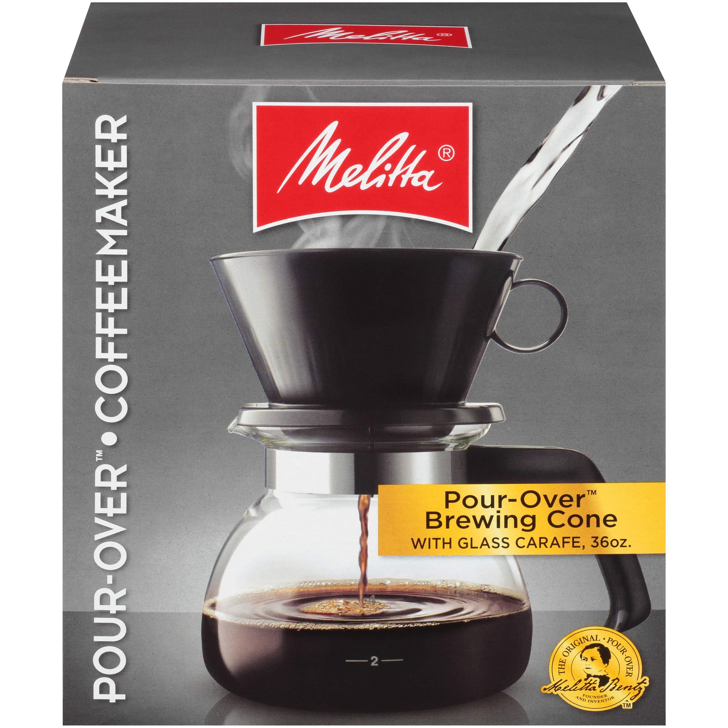 Melitta Melitta Pour-Over Coffee Brewer W/ Glass Carafe, Holds 6 - 6 Oz Cups, Black