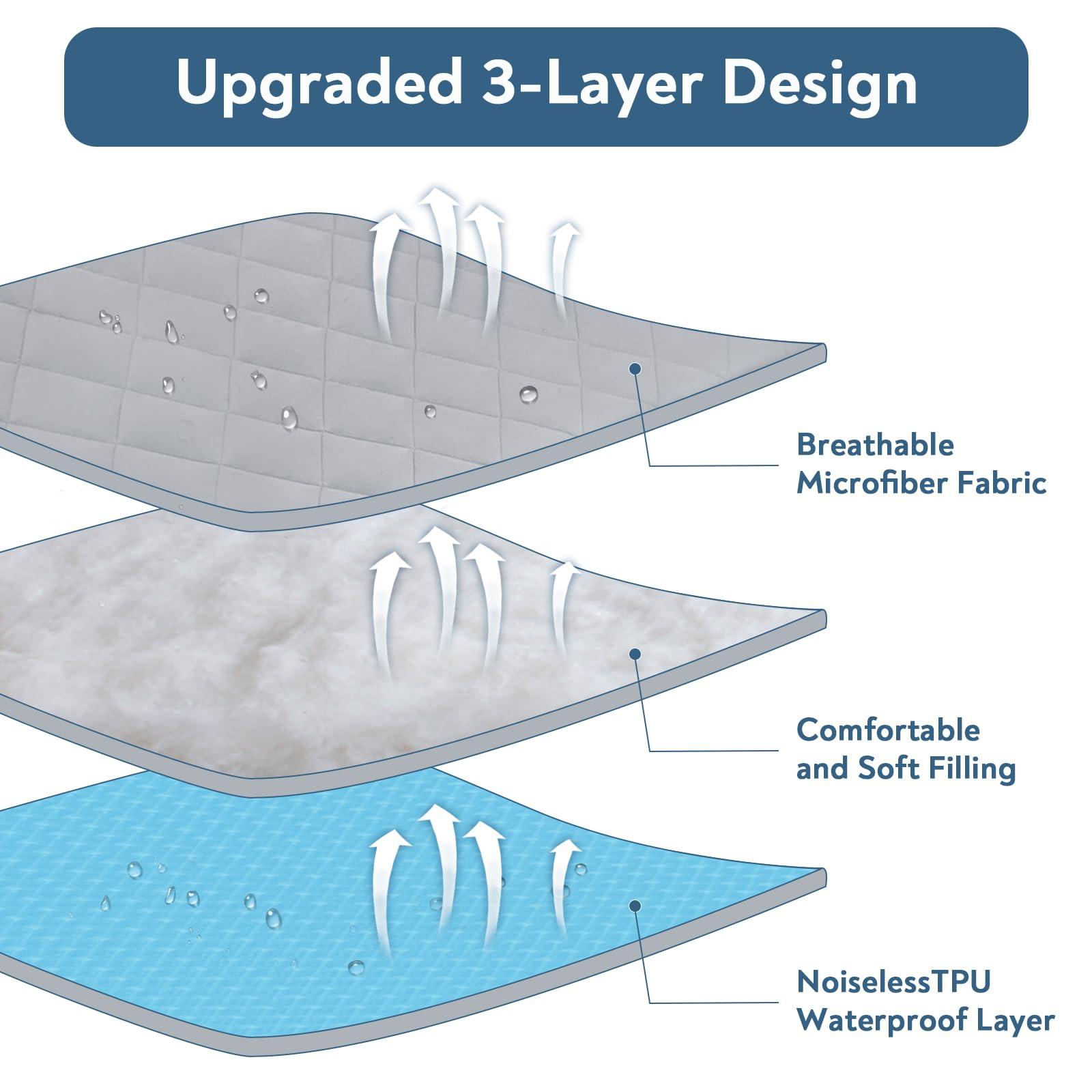 Magik & Kover Twin XL Mattress Pad Waterproof, Twin XL Mattress Protector Quilted, Twin XL Size Mattress Cover Fitted, Twin XL Mattress Topper, Up to 18 Inch, Gray