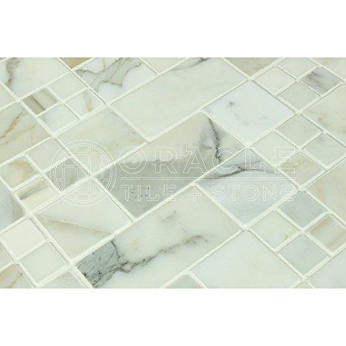 Oracle Tile & Stone Calacatta Gold (Italian Calcutta) Marble 2 X 2 Mosaic Tile, Honed