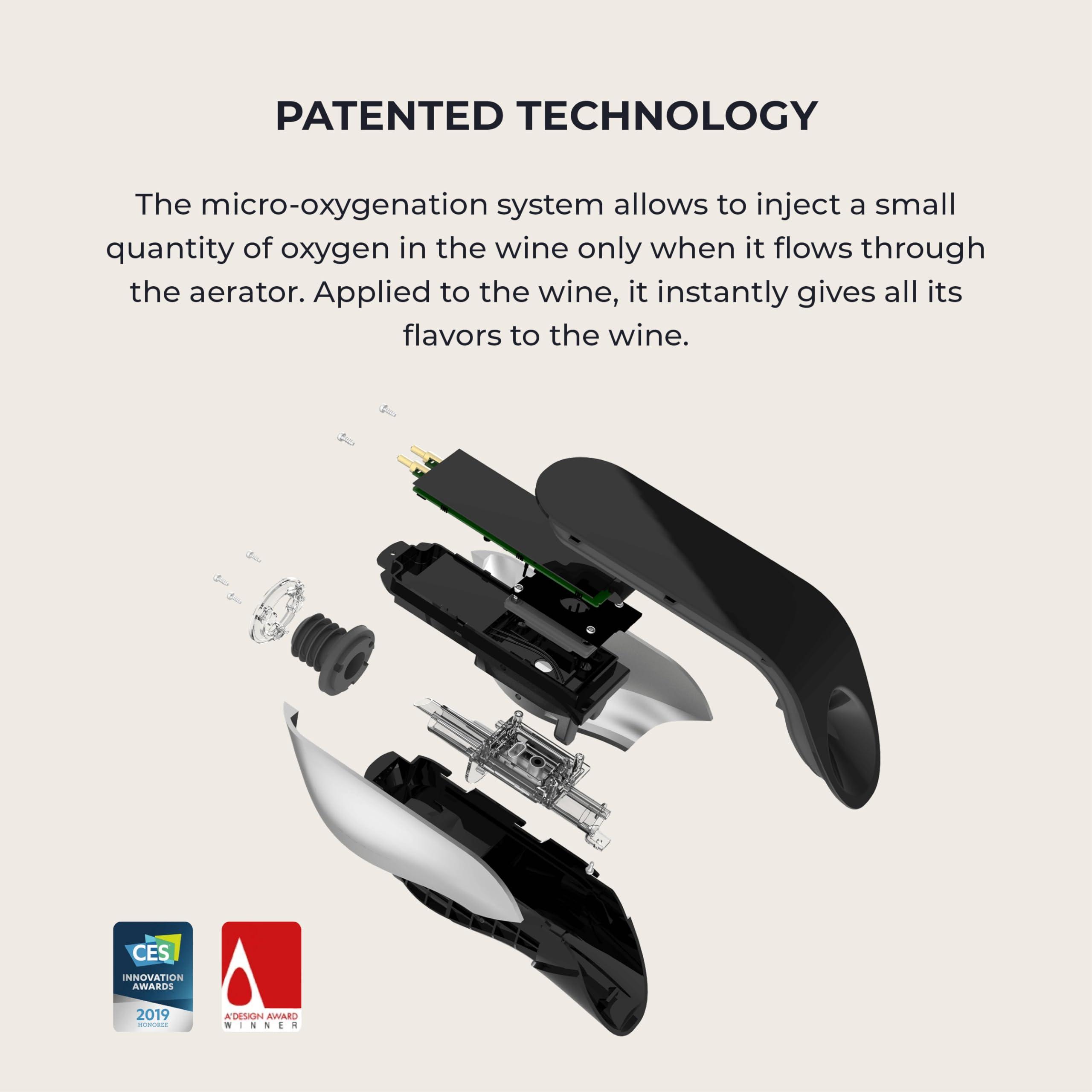 AVEINE AVEINE Original - Connected Wine Aerator - Android & iOS Compatible - Box containing 1 Smart Aerator, 1 Protection Bag, 1 Charging Stand, 1 USB Cable - Instant Wine Aeration - Manufacturer Warranty