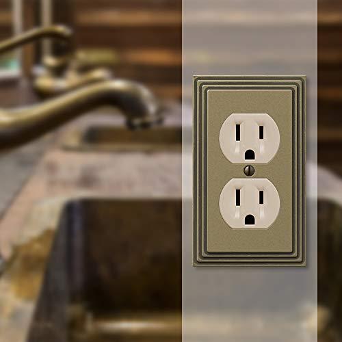 AMERELLE Amerelle Steps Single Duplex Cast Metal Wallplate in Rustic Brass Cast