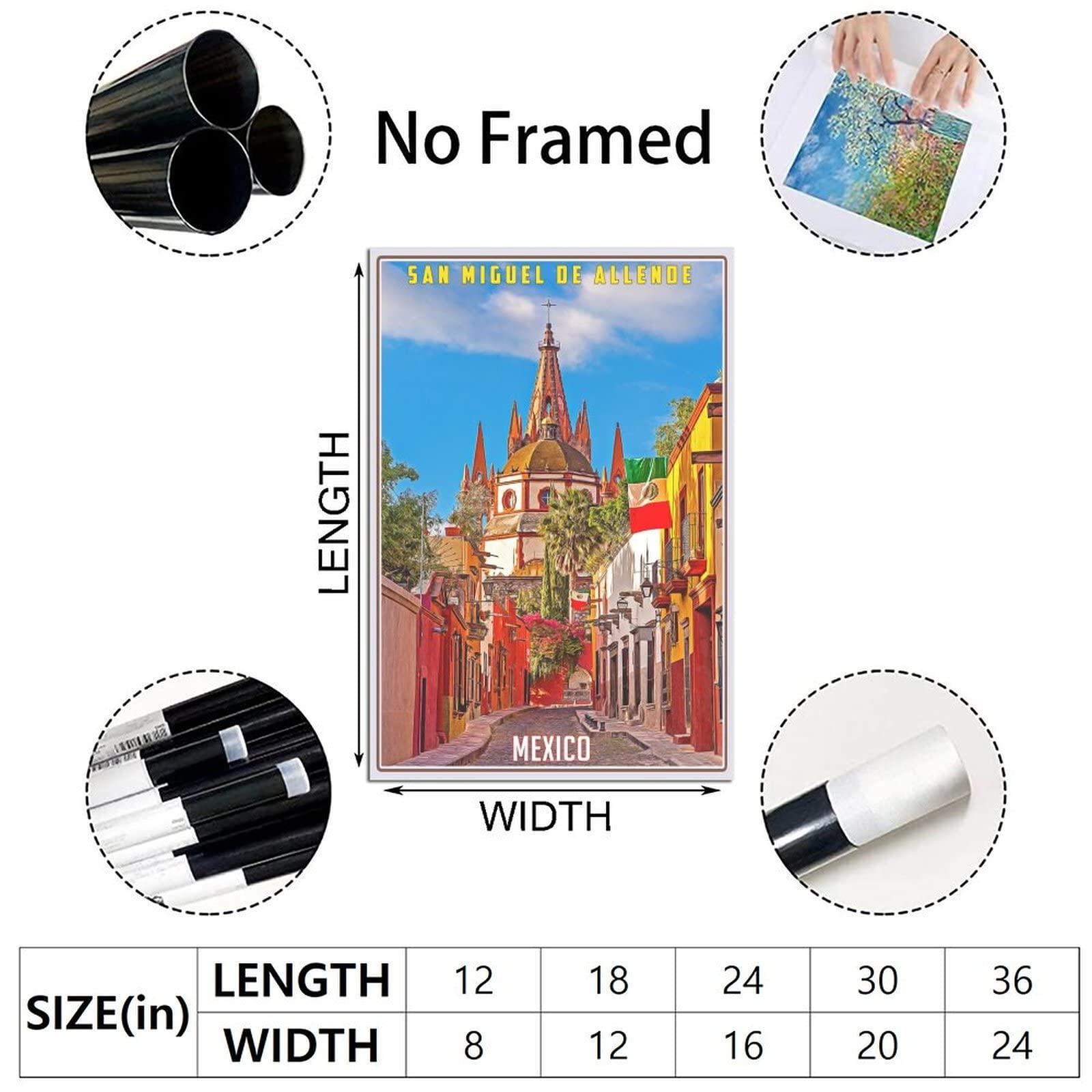 QRTY QRTY Mexico San Miguel De Allende Vintage Travel Poster Canvas Art Wall Decor Poster Picture Print Painting Posters Gift 12x18inchs(30x45cm)