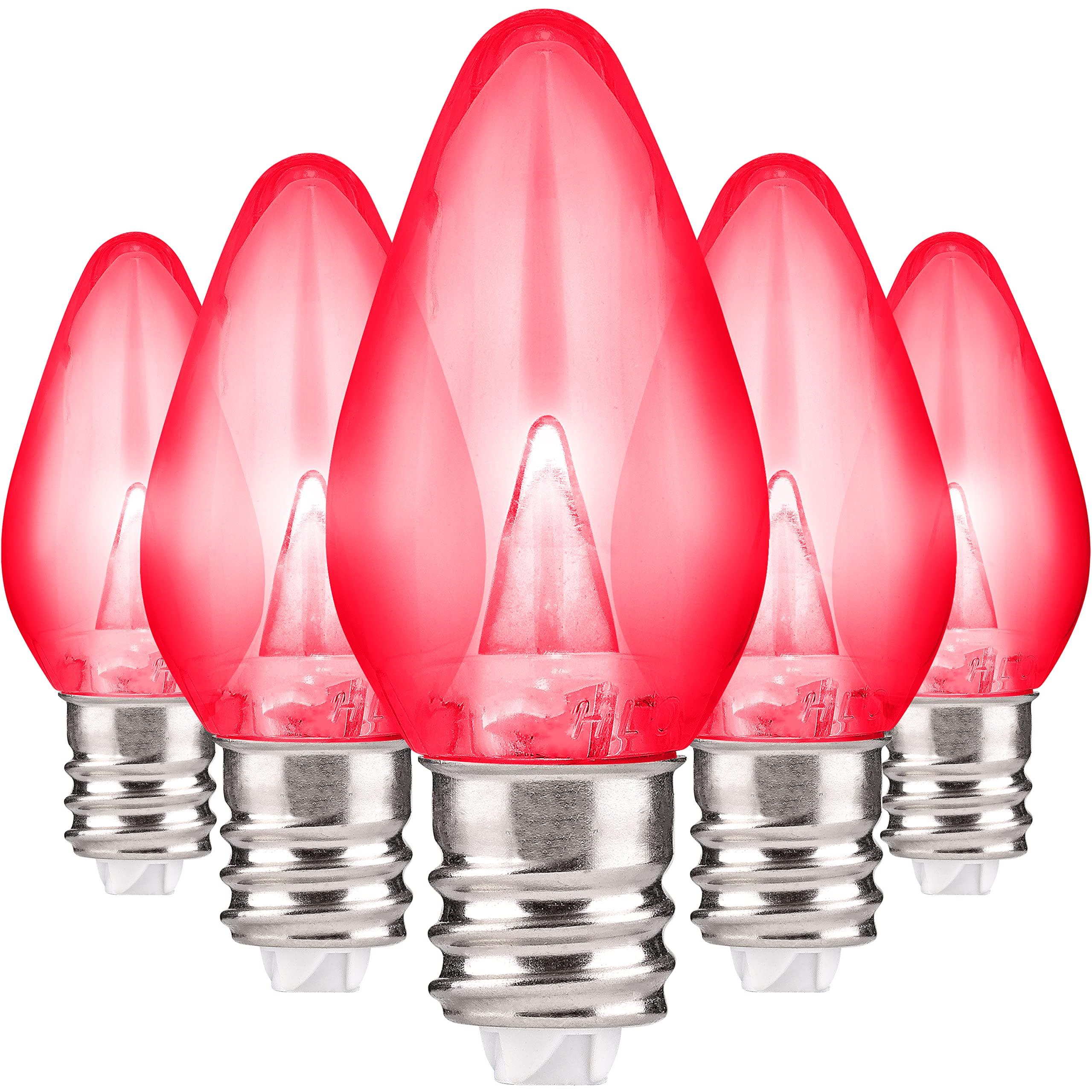 HLO Lighting Holiday Lighting Outlet LED Smooth C7 Pink Replacement Christmas Light Bulbs for E12 Sockets, Energy Efficient Commercial Grade, 2 Diode 0.58 Watt (LED) Bulbs. Pack of 25 Bulbs