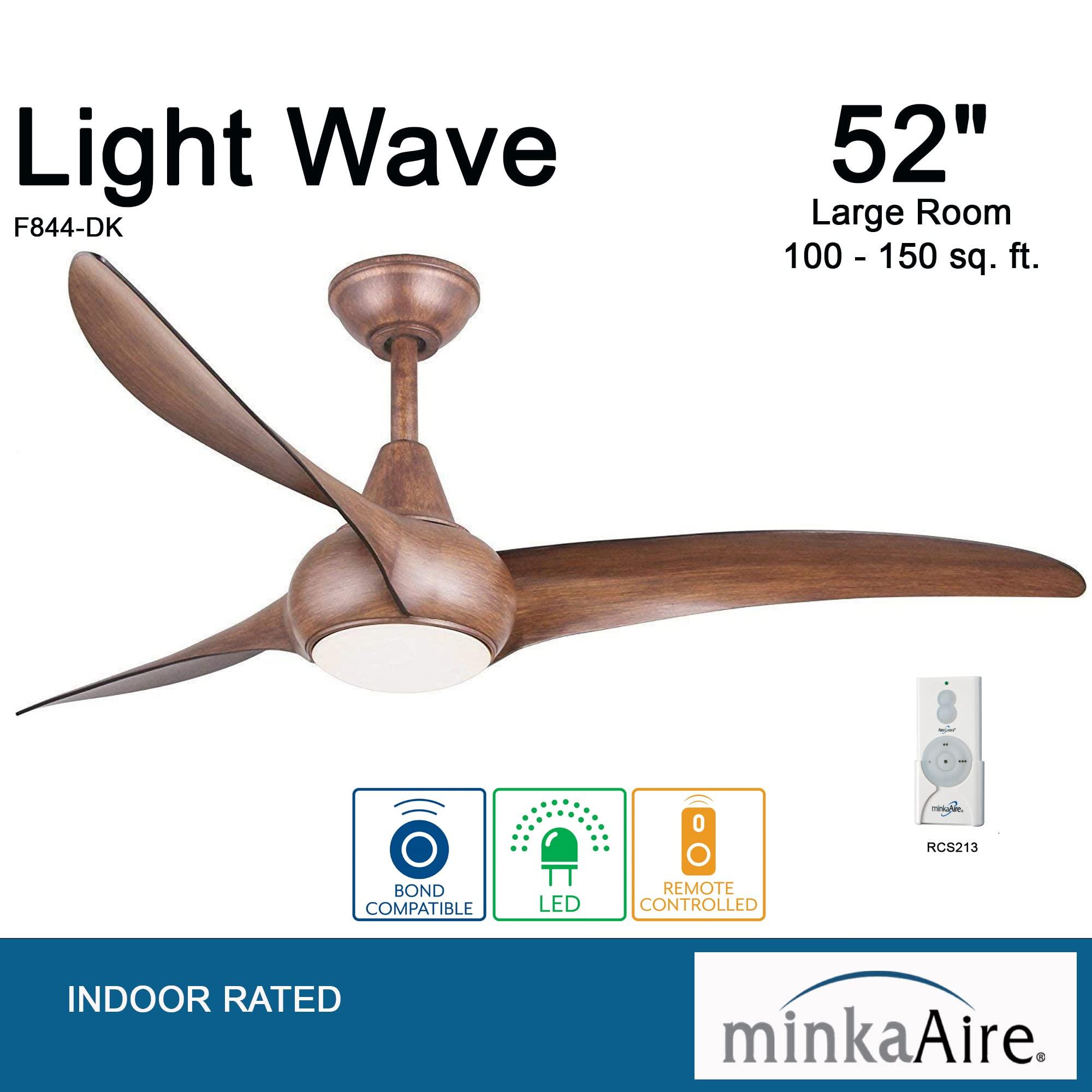 MINKA-AIRE MINKA-AIRE F844-DK Light Wave 52 Inch Ceiling Fan with LED Light Kit, Brown Distressed Koa Finish