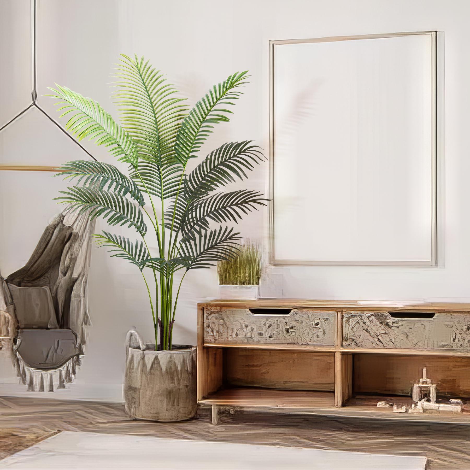 Aphighjoy Aphighjoy 2Packs 5FT Artificial Areca Palm - Fake Plants Palm Tree Faux Tropical Palm Potted Dypsis Lutescens for Home Decor Office Housewarming Gift (5Ft -2Packs)