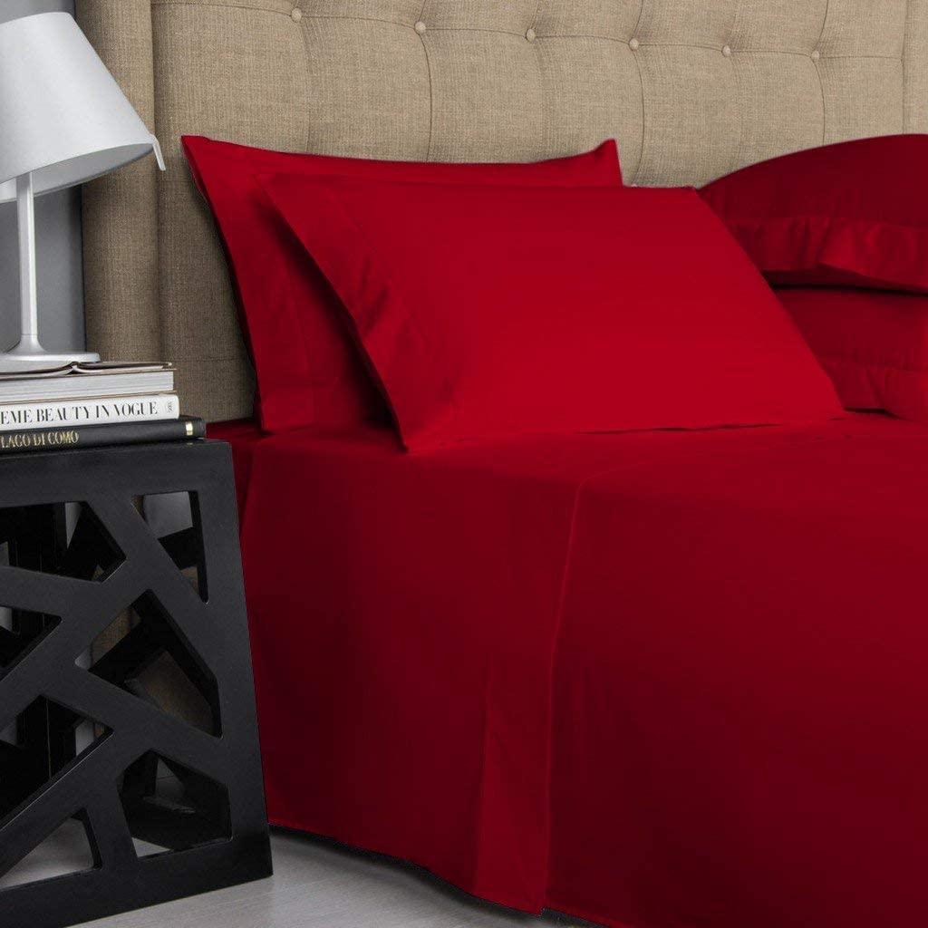 Texonic Texonic Full Size Sheet Set Red- 18 Inch Deep Pocket-Breathable & Cooling - Hotel Luxury Bed Sheets - Extra Soft - Deep Pockets - Easy Fit - 4 Piece Set - Wrinkle Free - Comfy - Fitted Sheets
