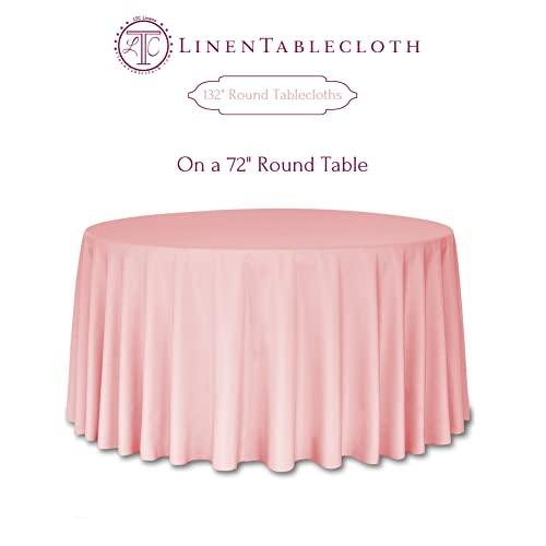 LTC LINENS LinenTablecloth 132-Inch Round Polyester Tablecloth Black