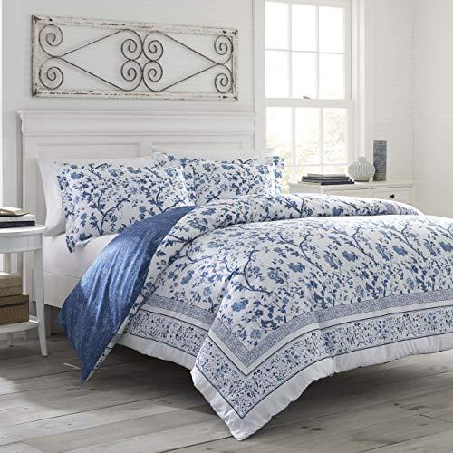 Laura Ashley Laura Ashley Home - Twin Comforter Set, Cotton Bedding with Matching Sham & Bed Skirt, Stylish Home Decor (Charlotte Blue, Twin)