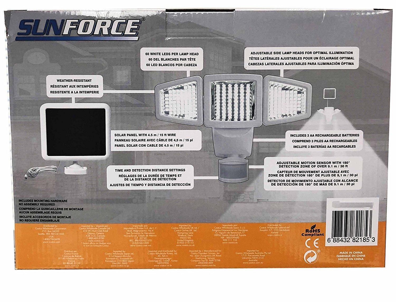 Sunforce Sunforce Solar Triple Head Motion Activated Security Light 1500 Lumens