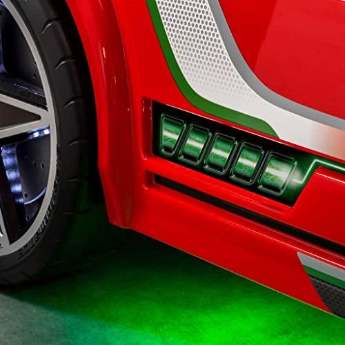 Cilek Cilek GTS EV Twin Race Car Bed, Remote Control, LED Lights, EV Sound FX, Vegan Leather Interior, License Plate, Red