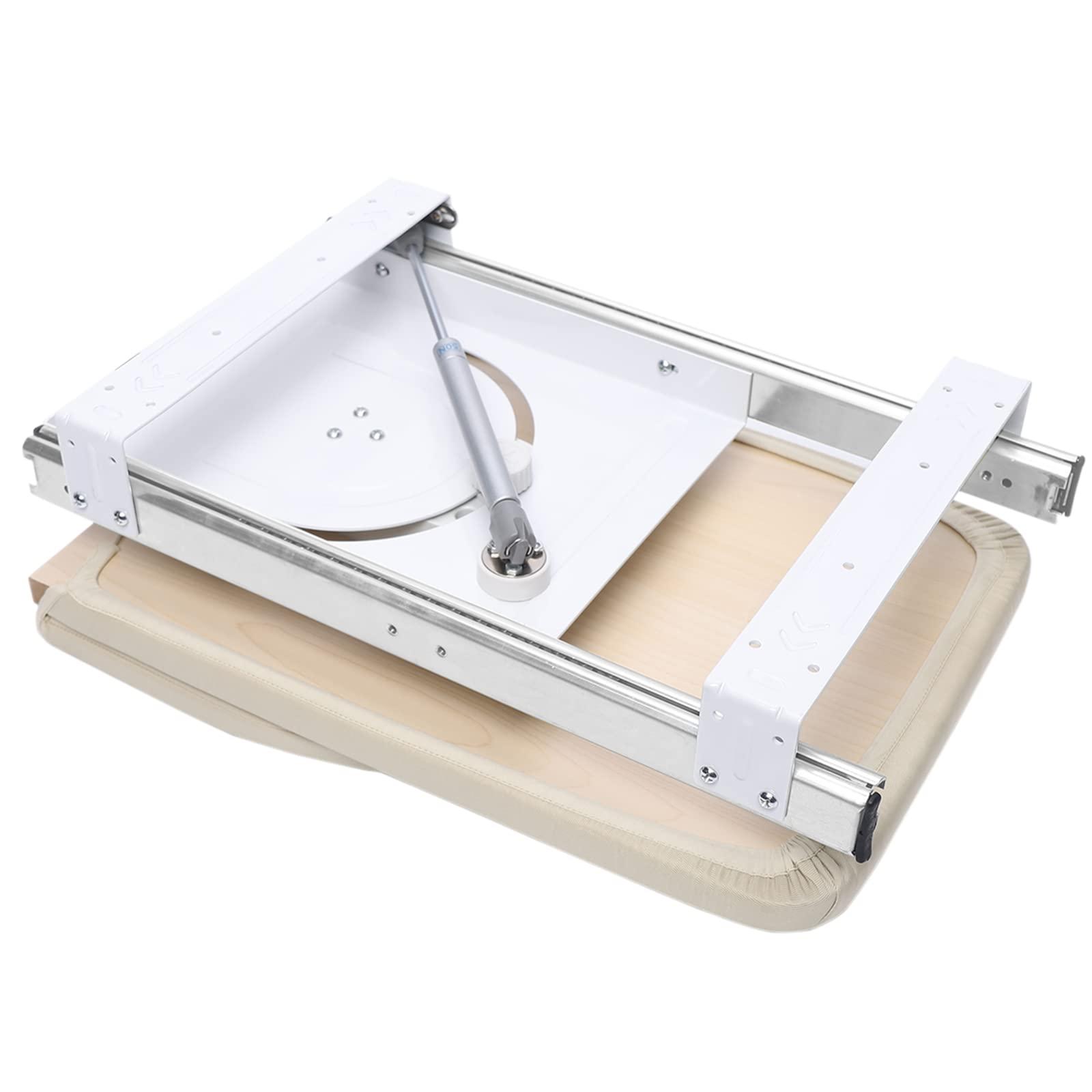 DNYSYSJ 31.9" X 12.2" Closet Pull-Out Ironing Board, Buit-in Iron Board Mini Ironing Board Stow Away in The Cabinet | 180 Rotation for Small Spaces | with Cotton Ironing Board Cover | Beige