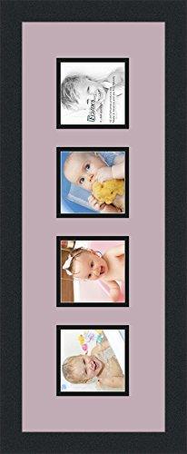 ArtToFrames ArtToFrames Collage Photo Frame Double Mat with 4 - 4x4 Openings and Satin Black Frame