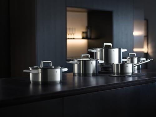 WMF WMF 732146040 Comfort Line Topfset Induktion 4-teilig Cromargan Matte Stainless Steel Pots Set with Glass Lid, Scale, Stackable, Uncoated, 18/10