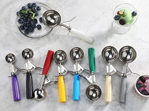 New Star Foodservice New Star Foodservice 34745 Commercial-Grade Thumb Press Food Disher/Ice Cream Scoop, 18/8 Stainless Steel, 4.67 oz, Size 6, White