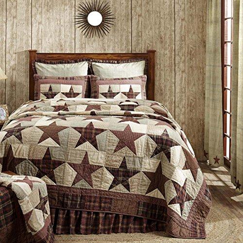 VHC Brands VHC Brands Abilene Star King Quilt 110Wx97L Country Patchwork Design, Burgundy