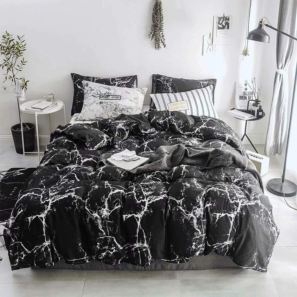 Pureant Pureant Black Marble Comforter Sets Twin Black and White Marble Bedding Comforters Cotton Women Men Modern Aesthetic Black Quilt Comforter Set Twin Size Abstract Black Marble Blankets Twin Bedding
