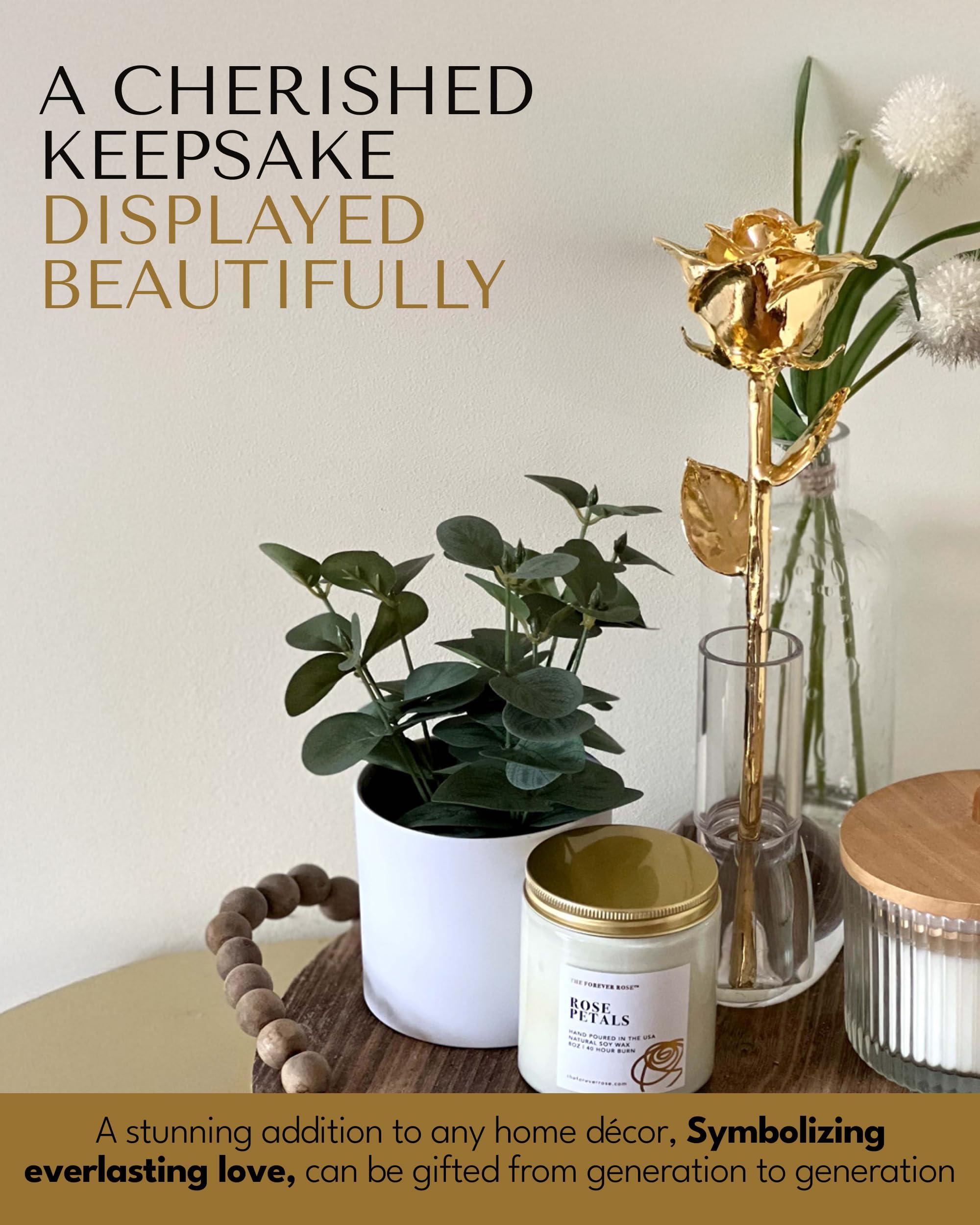 Forever Rose Forever Rose Real 24K Gold Rose, Genuine, One of A Kind Real Rose Hand Dipped in 24K Gold Roses, Everlasting & Beautiful 24K Gold Dipped Rose, Anniversary & Romantic Valentine\'s Day Gifts for Women