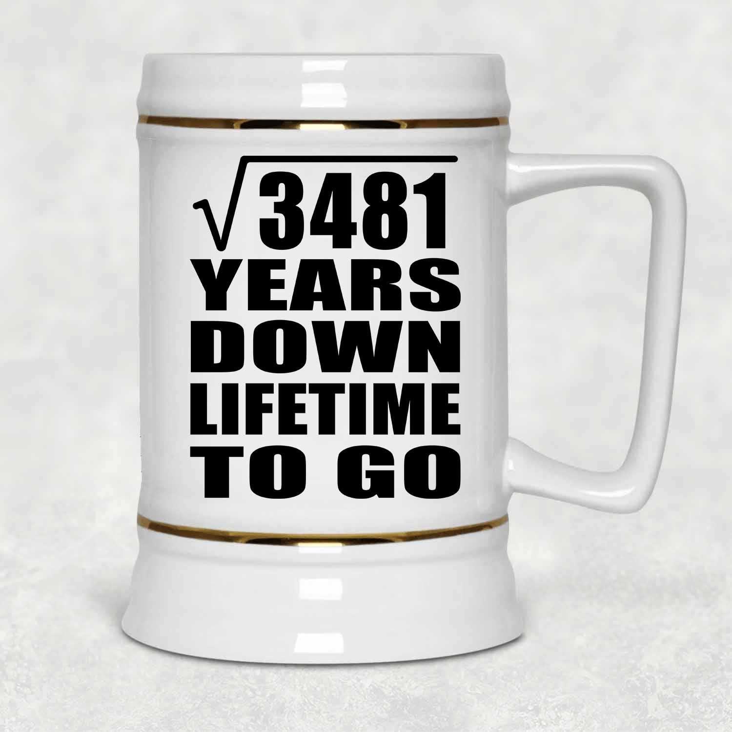 Designsify Designsify Gifts, 59th Anniversary Square Root of 3481 Years Lifetime To Go, 22oz Beer Stein Ceramic Tankard Mug with Handle for Freezer, for Birthday Mom Dad Parents Fathers Mothers Day Party