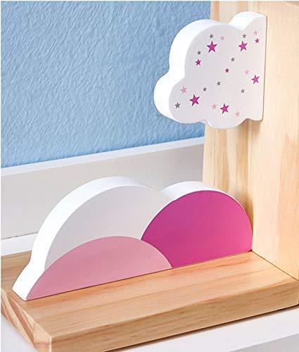 JAH Pink Clouds Bookends for Kids Wood Nursery Room Decorative Bookends Girls Room Bookends Decor Girls Gift Idea 1 Pair of 2