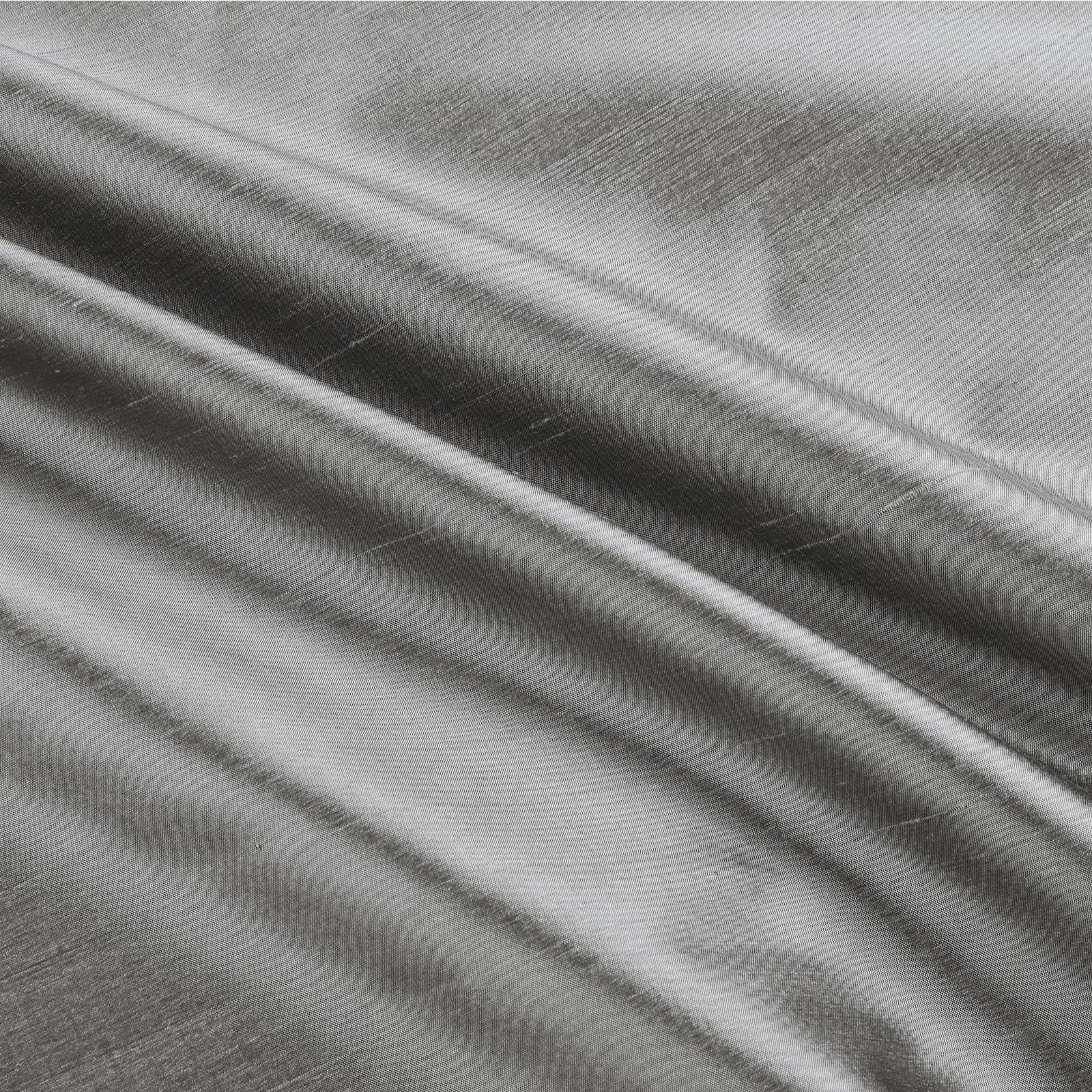 TWOPAGES TWOPAGES 100% Dupioni Silk Window Curtain Panel for Living Room 84 Inches Long Pinch Pleated Drape for Bedroom, 1 Panel, 52W x 84L Inch, Silver Gray