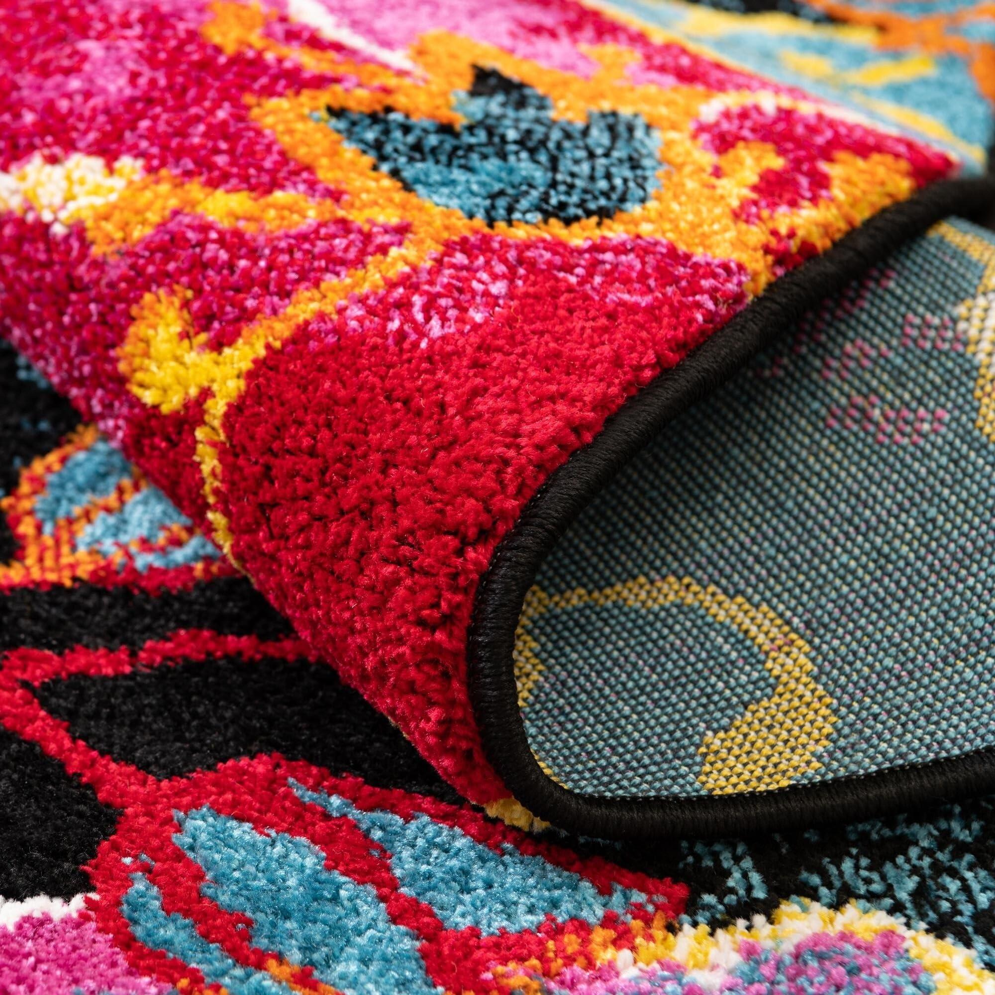 Overstock Overstock Country & Floral Noach Collection Area Rug 8'x10' - Black