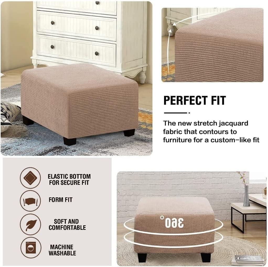 ZEaink Stretch Ottoman Cover Square 38x38 /36 X 36 Ottoman Slipcovers Furniture Protector Folding Storage Stool Furniture Protector Soft Slipcover Ottoman Cover Large Small With Elastic Bottom ( Color : #11
