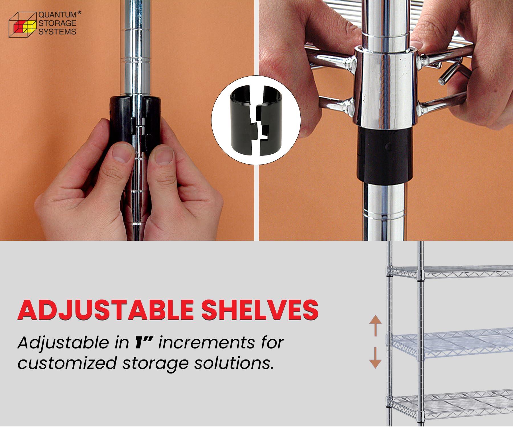 QUANTUM STORAGE SYSTEMS Quantum Storage Systems WR74-1436C Starter Kit Wire Shelves Chrome 4 Shelves 74" H x 36" W x 14" D