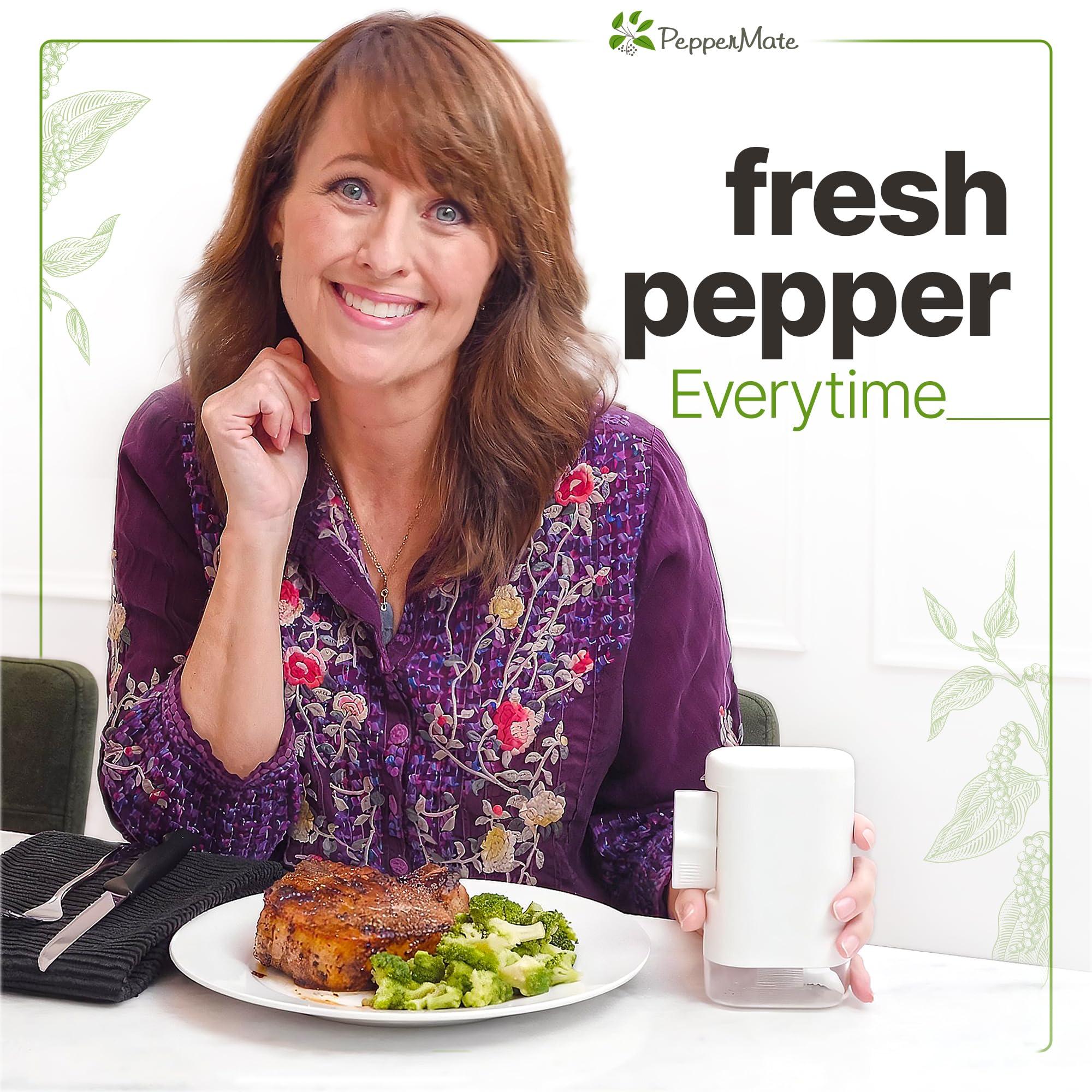 PepperMate PepperMate Traditional Pepper Mill- Manual High Volume Peppercorns and Salt Grinder with Ergonomic Turnkey Handle and Ceramic Precision Mechanism with Adjustable Grind for the Gourmet Chef (Red)