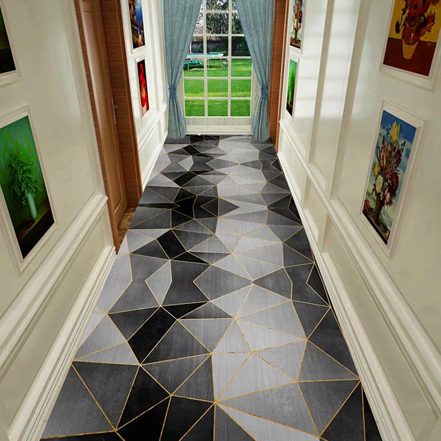 Balissm Long Machine Washable Rugs Modern Solid Design Non-Slip Rubber Backing Traditional Runner Rug for Hallway, Kitchen, Bedroom, Living Room,6ft Width x 14ft Length