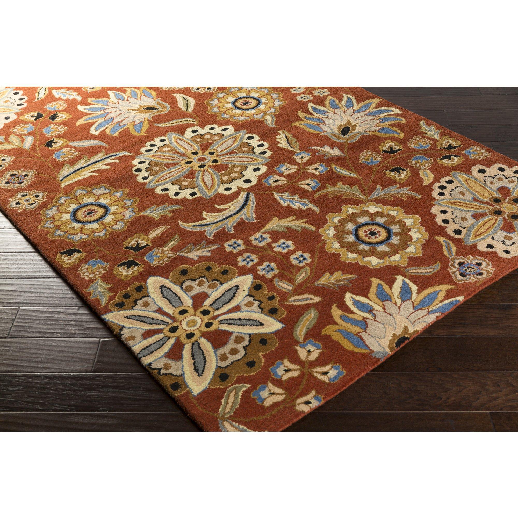 Surya Surya Athena ATH-5126 Hand Tufted Wool Square Floral and Paisley Area Rug, 9-Feet 9-Inch