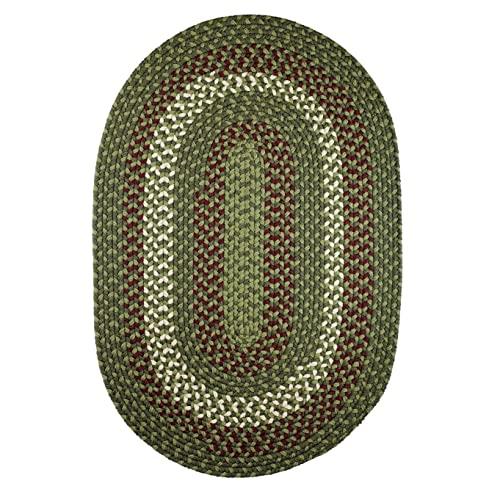 Rhody Rug Rhody Rug Mission Hill Indoor/Outdoor Braided Area Rug High Traffic Sage Green 2' x 3' Oval Reversible 2' x 3' Accent, Outdoor, Indoor Entryway Oval