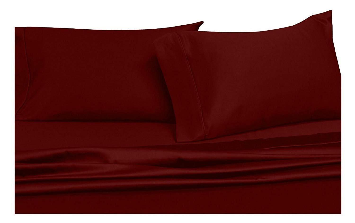 Angel\'s Enterprises Angel\'s Bedding Collection 100% Organic Cotton 800 Thread Count 24\" Pocket 4-Piece Bed Sheet Set Burgundy, Cal King