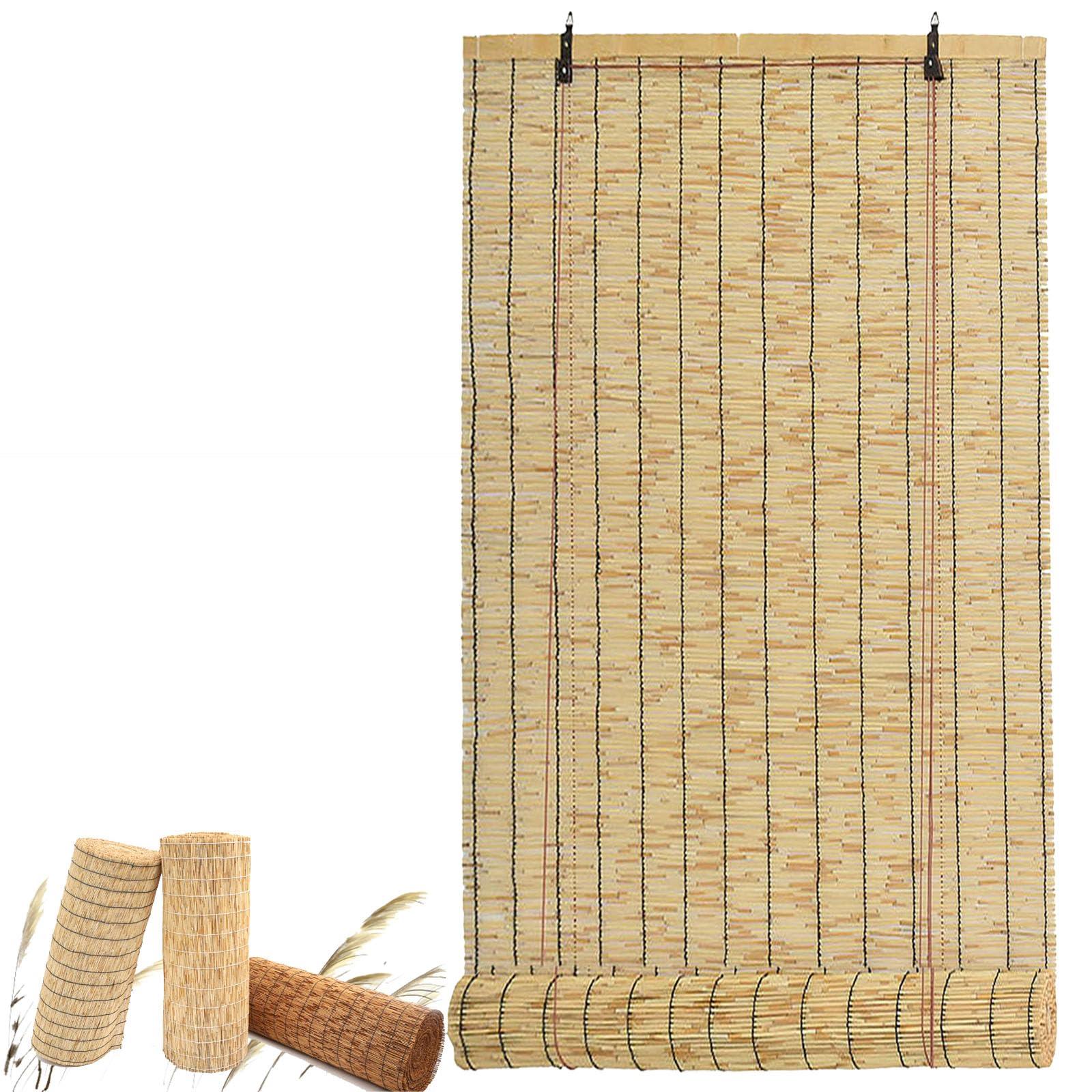 WEZINK Bamboo Shade Bamboo Blinds Outdoor for Patio, Bamboo Blind Bamboo Roll Up Blinds, Reed Shades Outdoor Blinds, Bamboo Roll Up Shades for Porch/Garden/Sunroom Privacy 40x43inchesWH Black