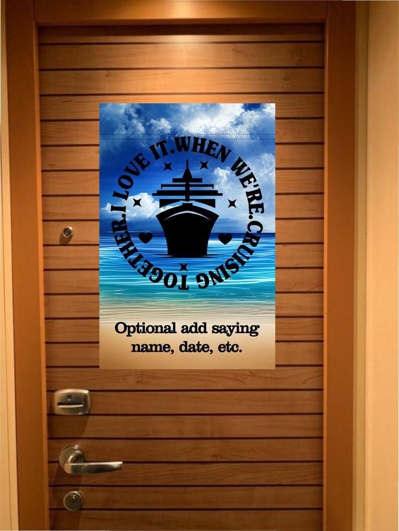 Krista Custom Creations Personalized Custom Magnetic Cruise Door Sign Banner, Large Ship Door Decoration for Stateroom, Vacation, Birthday, Anniversary, Holiday, Flag Magnet, several sayings available