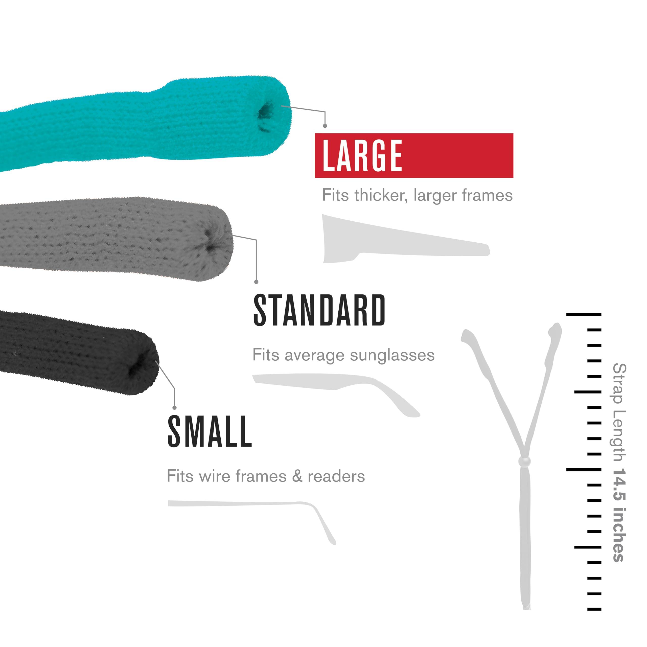 Chums Chums Original Large Frame Cotton Retainer - Unisex Eyewear Keeper for Sunglasses & Glasses - Adjustable Fit, Washable & Made in USA (Large-End, Black)