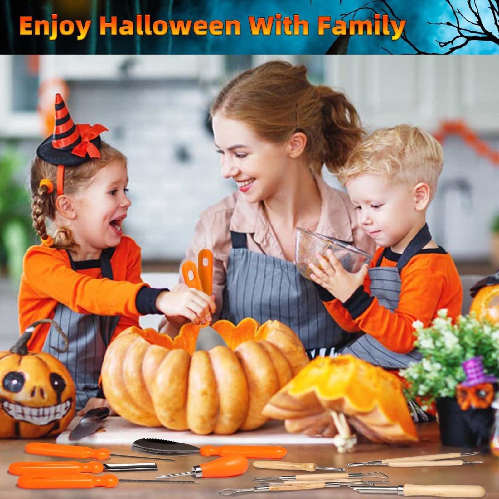 Eljeczt Halloween Pumpkin Carving Tools Professional Pumpkin Cutting Carving Supplies Tools Kit Stainless Steel Heavy Duty Sculpting Tool For Carving Pumpkin And Other Fruits, 8pcs