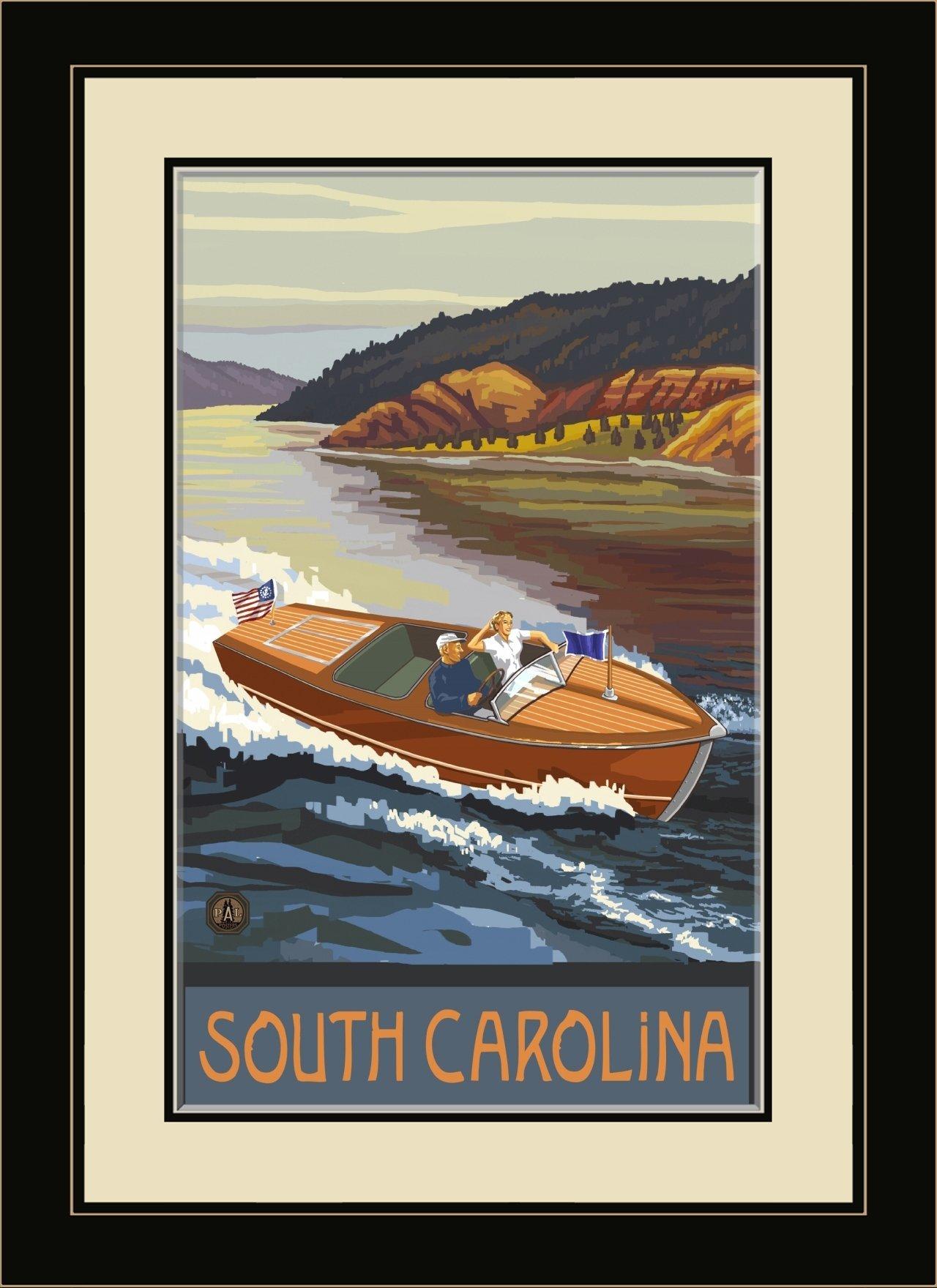 Northwest Art Mall Northwest Art Mall PAL-7066 MFGDM WBL South Carolina Woodie Boat Lake 13\"x16\" Framed Wall Art by Artist Paul A. Lanquist, 13\" x 16\"
