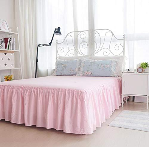 Mbay Mbay Girls Blue Pink Lace Bed Set Twin, Chic Flower Print Duvet Cover Cotton, Princess Fashion Bed Skirt, 3PCS