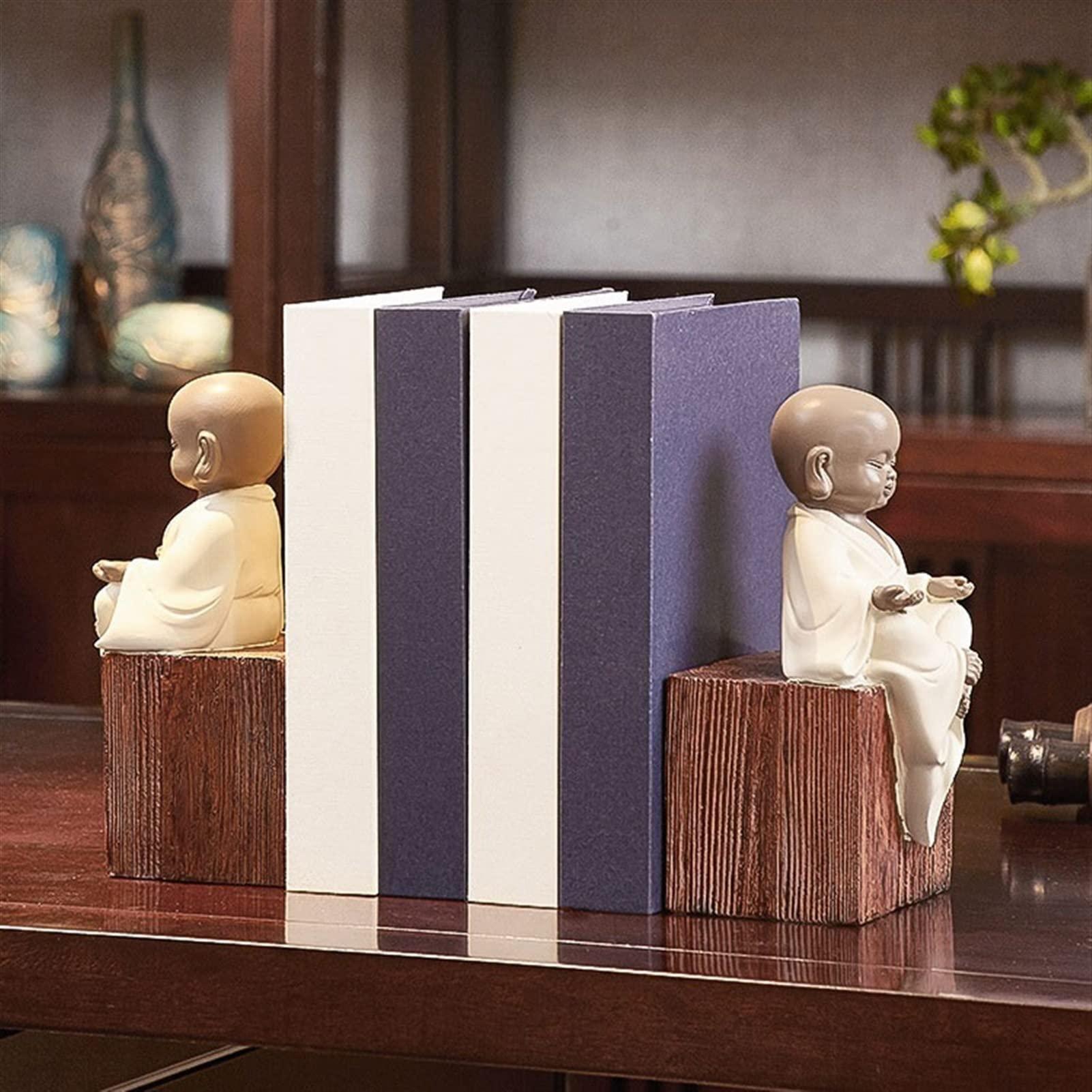 HIHELO Book Ends to Hold Books Heavy Duty Heavy Duty Bookends Unique Zen Monk Bookends Creative Buddhist Ornaments Home Decorations Simple Bookshelves Non Skid Book Stoppers Bookends Decorative