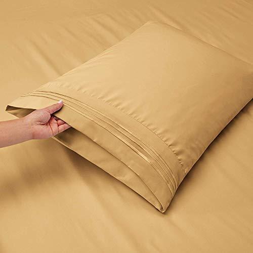 Anili Mili Anili Mili 1800 Collection 4-Piece Bed Sheet Set with Bonus Pillowcases, Twin, Camel Gold