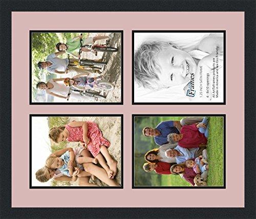 ArtToFrames ArtToFrames Collage Photo Frame Double Mat with 4-8x10 Openings with Satin Black Frame and Seashell mat.