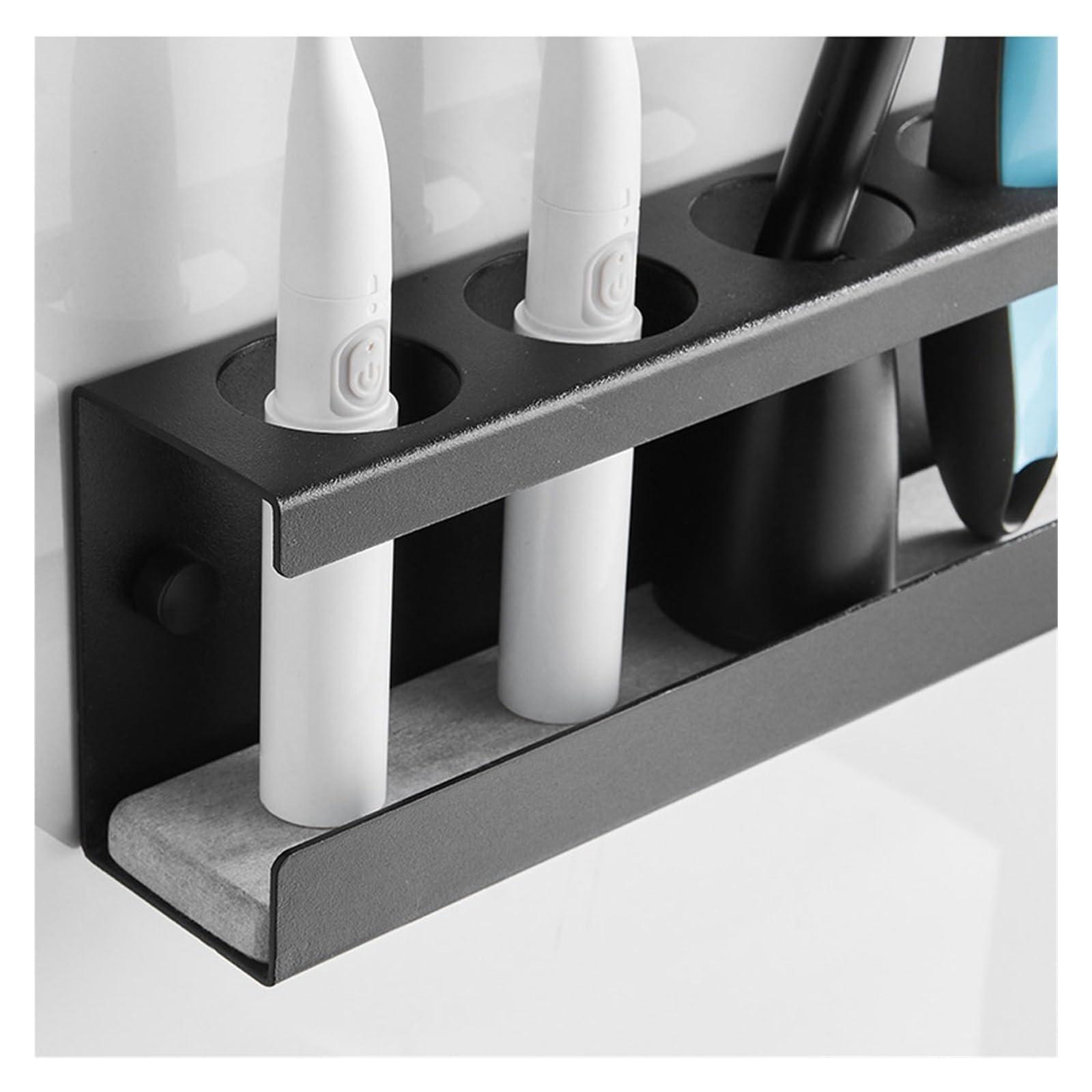 SENBAILU SENBAILU Toothbrush Rack Aluminum Toothbrush Holder Wall-Mounted Gun Gray Toothpaste Holder 4-Slot Storage Rack Easy to Install Without Drilling Bathroom Toothbrush Holder(S20cm)