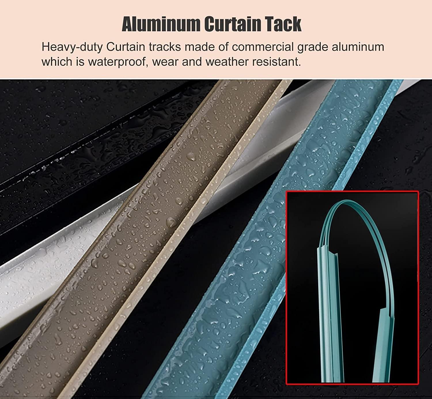 FEHUN Room Divider Ceiling Track System Shower Curtain Curved Ceiling Shower Room Dividers Bendable Curtain Track System, Cuttable Waterproof Curtain Rail Rod for Outdoor Indoor Windows, Camper, Include Com