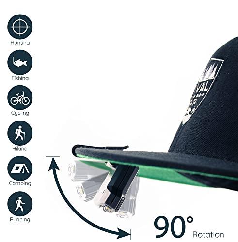 Revival Gear Hat Light Rechargeable LED Headlamp: Head Lamps Strap Clip On Flashlight Headlamps for Hardhat & Hats for Camping, Running, Working Hard Hats, Cycling, Walking, Hiking