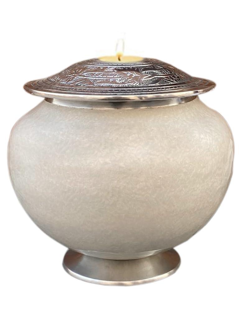 BOLD & DIVINE BOLD & DIVINE Cremation Urns for Human Ashes Adult - Large White Candle Urn - Decorative Urn for Ashes Display at Home Beautiful