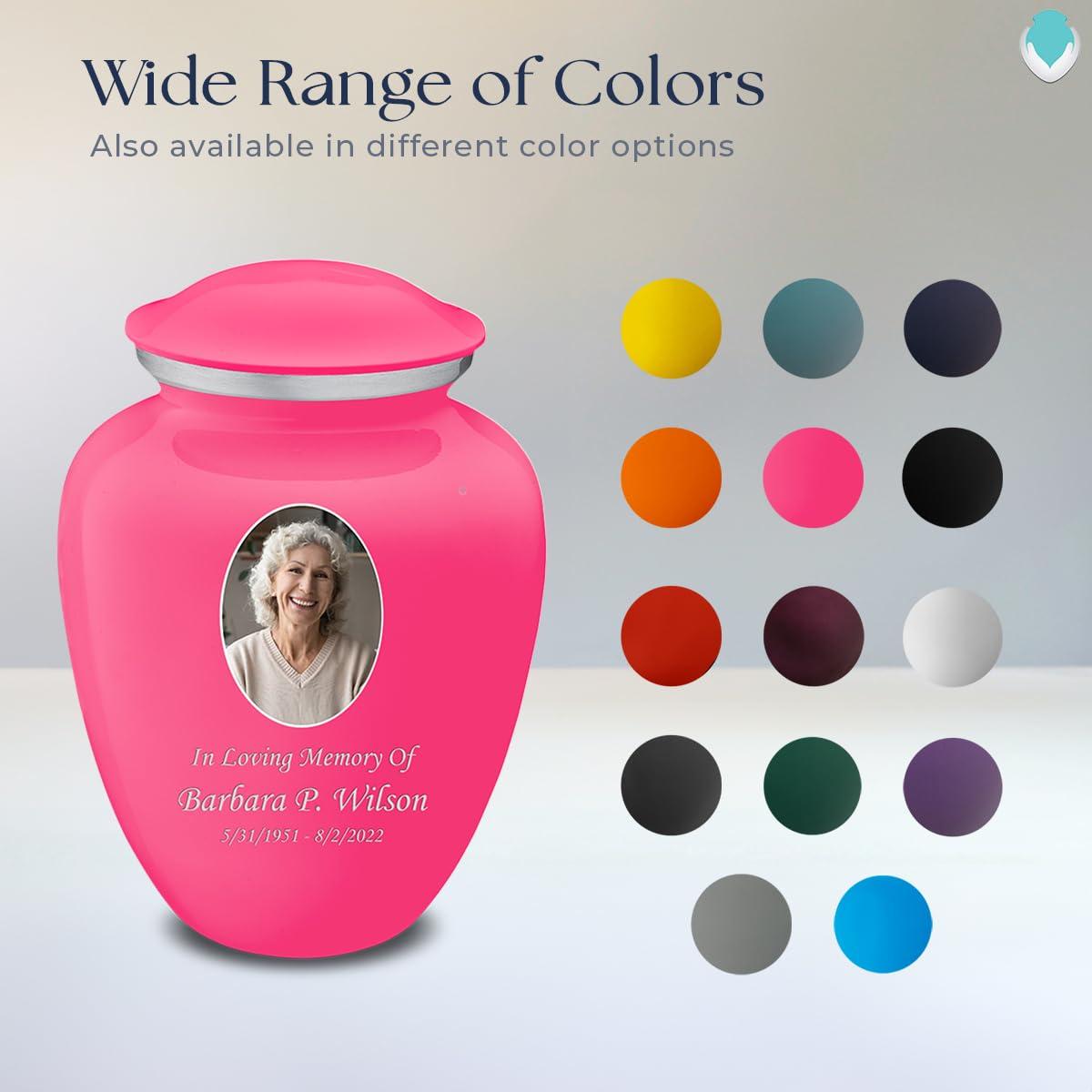 GetUrns Geturns Embrace Adult Personalized Picture Cremation Urns for Human Ashes I Large Photo Bright Pink Funeral Urn for Men and Women I 200 lbs