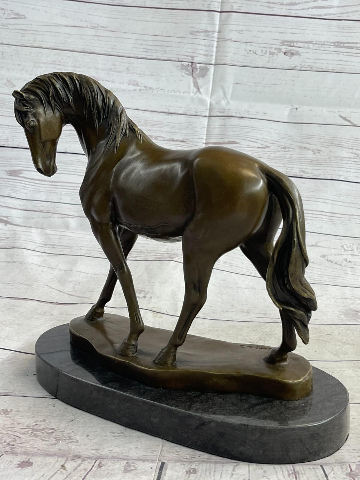 EUROPEAN BRONZE EUROPEAN BRONZE Handcrafted Bronze Sculpture Sale Base Marble Horse Arabian Lost Wax Art Handmade Gift Home Bronze Statue