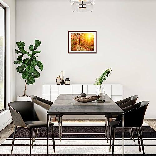 ART.COM ART.COM Framed Wall Art Prints Pathway through the Autumn Forest by sborisov, Scenic Decor, 24\" x 18\", Espresso Frame with White Mat